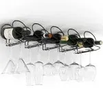 Under Cabinet Wine Rack with Glass Hanger (Set of 5) Black 