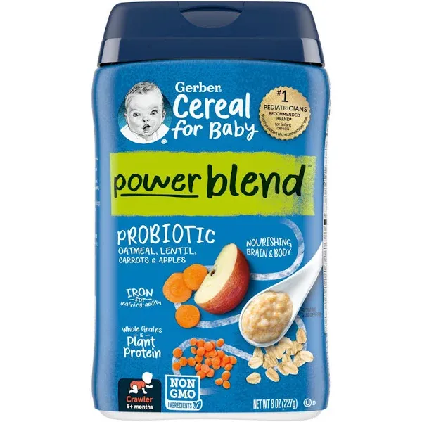 Gerber Power Blend Probiotic Oatmeal, Cereal for Baby Lentil, Carrots & Apples ...