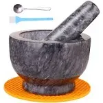 Mortar and Pestle Set, Guacamole Bowl Polished Natural Marble Stone, Grinder ...