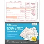 Office Depot Brand 1099-MISC Laser Tax Forms, 4-Part, 2-Up, 8-1/2 inch x 11 inch, Pack of 50 Form Sets