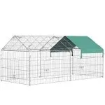 PawHut 87" Small Animal Playpen, Pet Playpen Yard Fence for Rabbits, Chicken, Chinchillas with Roof for Indoor & Outdoor, Green