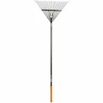 Fiskars Pro 66.25 in. 25 Tine Steel Leaf Rake Aluminum Handle