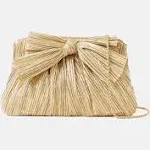 Loeffler Randall Rayne Pleated Bow Gold Clutch