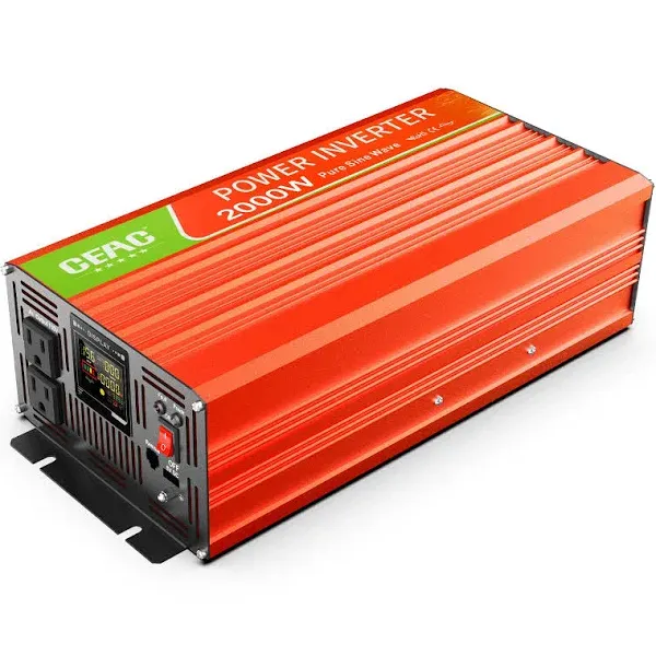 2000 Watt Pure Sine Wave Power Inverter 12V DC to 110V 120V Converter for Fam...