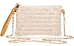 COOKOOKY Womens Straw Clutch Bag Bohemian Summer Beach Large White 