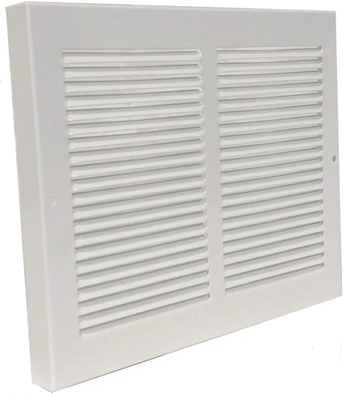 White Baseboard Return Grill with 7/8" Turn Back (12" x 8" Duct Opening/ 13.25" x 9.25" Overall) (12" x 8")