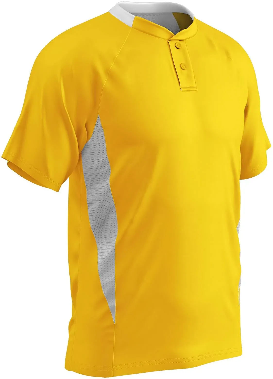 Champro Clean-Up 2-Button Adult Baseball Jersey, L / Gold/White