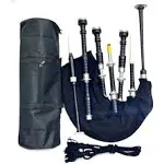 Brand New Scottish Highland Bagpipes Silver Mounts Black Velvet Tartan with Bag