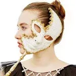 Yufeng Women Hand-Held Mask, Venetian Costume Masquerade Mask On Stick