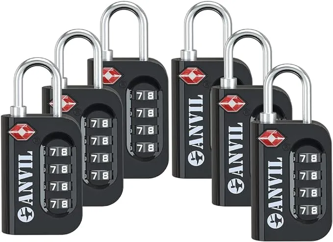 TSA Approved Luggage Lock - 4 Digit Combination Padlocks - Travel Locks for S...