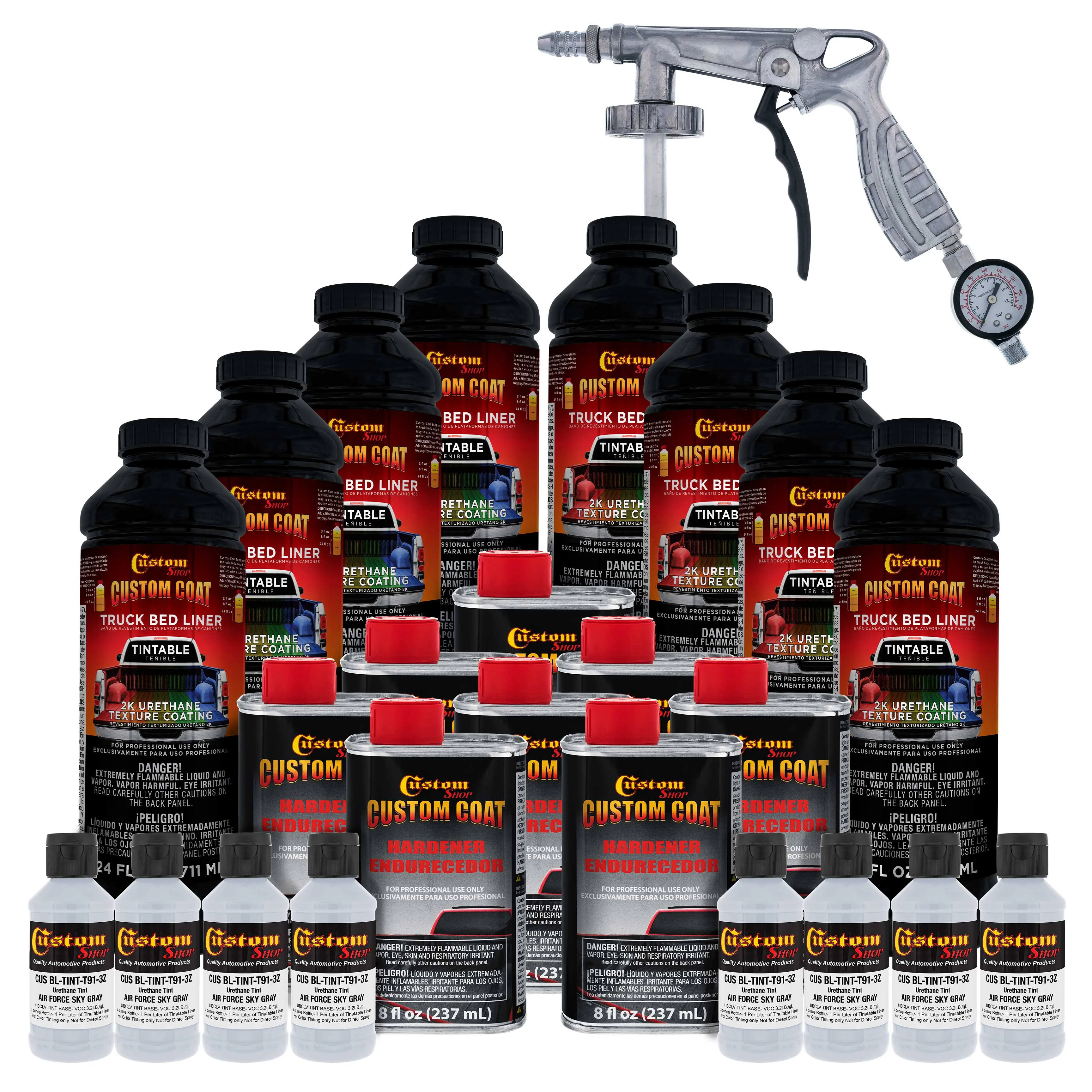 Air Force Gray T91 Urethane Spray-On Truck Bed Liner, 2 Quart Kit w/ Spray Gun