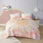 Urban Habitat Kids - Dawn Reversible Sunshine Printed Cotton Quilt Set with Throw Pillow - Full/Queen - Yellow/Coral