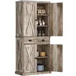 YITAHOME 72'' Farmhouse Kitchen Pantry, Wood Kitchen Storage Cabinets with Drawer and Adjustable Shelves, Kitchen Versatile Storage for Kitchen, Dining Room, Living Room, White