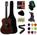 38&#034; Coffee Beginner Acoustic Guitar Starter Package Student Guitar with Gig B...