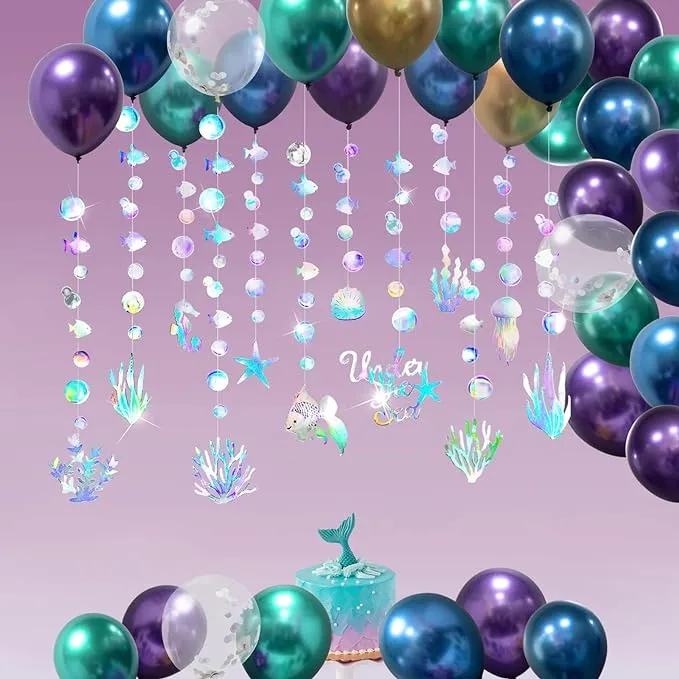 Cheerland Iridescent Under The Sea Party Garland Decoration for Mermaid Birthday ...