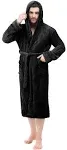 NY Threads Mens Hooded Fleece Bathrobe Plush Long Spa Robe