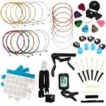 LOMEVE Guitar Accessories Kit Include Acoustic Strings, Tuner, Capo, 3