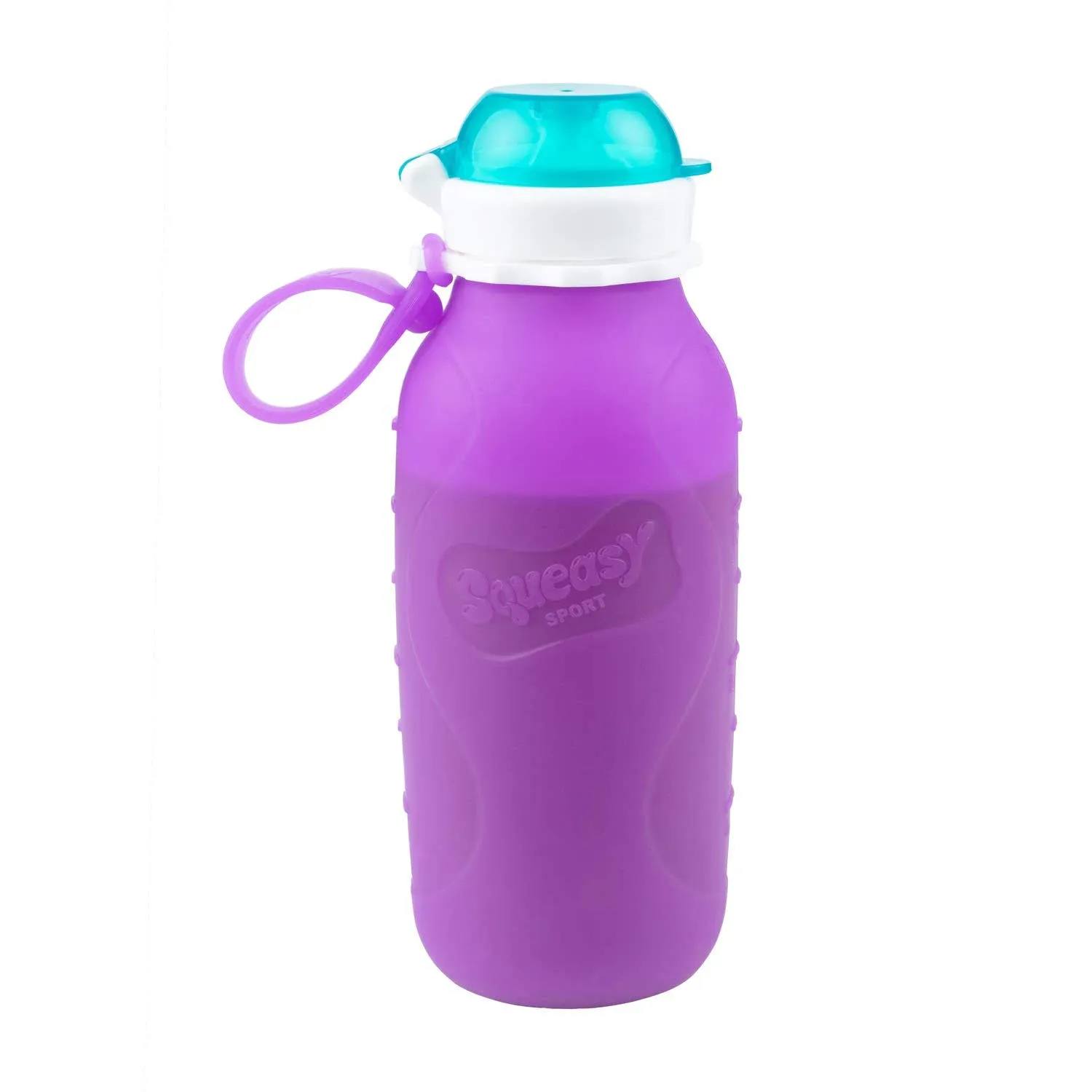 Purple 16 oz Squeasy Snacker Spill Proof Silicone Reusable Food Pouch - for Both Soft Foods and Liquids - Water, Apple Sauce, Yogurt, Smoothies, Baby