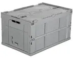 Mount-It Folding Plastic Storage Crate, Collapsible Utility Distribution Container with Attached Lid, 65L Liter Capacity (MI-908), Pack of 1