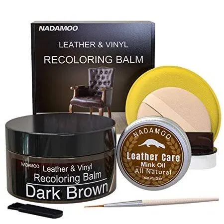 NADAMOO Dark Brown Leather Recoloring Balm with Mink Oil Leather Conditioner,..<wbr/>.