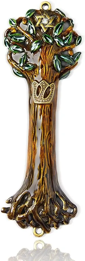 Mezuzah Case | Mezuzah Cover | Artwork Tree of Life Wooden Texture Design and Cr