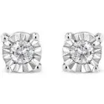 Sterling Silver .10ct. TDW Round-cut Diamond Miracle-plated Stud Earrings J-K i3, White