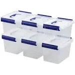 Waikhomes 3L Plastic Storage Containers Set of 6, Latching Storage Bin with Hand