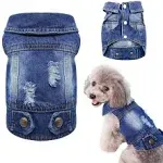 SILD Pet Clothes Dog Jeans Jacket Cool Blue Denim Coat Small Medium Dogs Lapel Vests Classic Hoodies Puppy Blue Vintage Washed Clothes