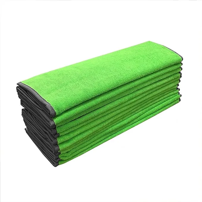 Detailer's Preference Large Microfiber Towels for Car Detailing, Washing, and Drying, 320 GSM, 16 x 24 in. Green 12-Pack