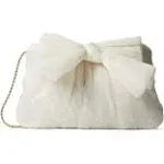 Loeffler Randall Women's Rayne Bow Pleated Frame Clutch Pearl