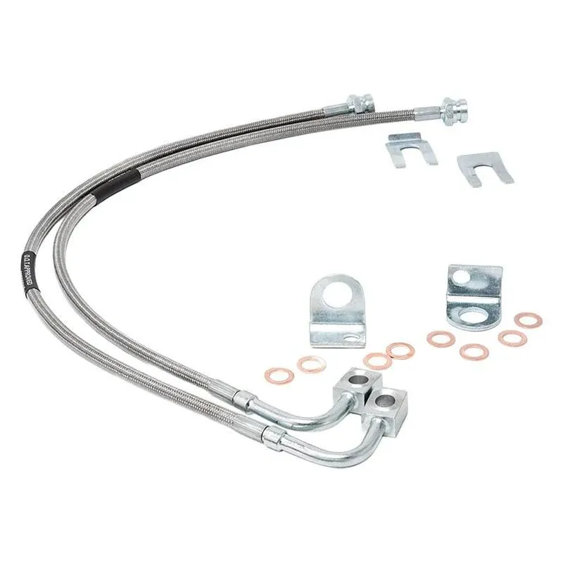 07-18 Jeep Wrangler JK Rough Country Front & Rear Stainless Steel Brake Lines 89716