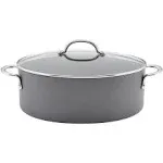 Rachael Ray 8qt Hard Anodized Nonstick Oval Pasta Pot and Braiser Gray