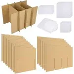 4 Packs Glass Divider Kits for Moving, Wine Glassware Dishes Packing Moving Cardboard Dividers for Boxes Supplies 20 Glass Cell Corrugate Divider with 48 Foam Pouches Fits for 16 x 12 x 12 Inch Box