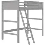 DHP Moon Bay Kids Wooden Loft Bed with Ladder, Twin, Grey