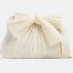 Loeffler Randall Women's Rayne Bow Pleated Frame Clutch Pearl