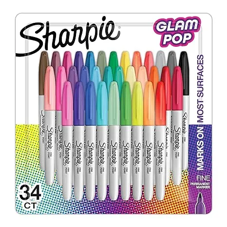 Sanford Glam Pop Permanent Markers - Fine Marker Point - Assorted - 34