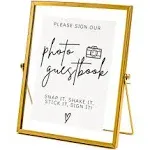 Calculs Please Sign Our Guest Book Sign For Wedding Photo Guest Book Sign Gold Floating Picture Frame Wedding Signs Place Card/Menu Holder 10”x8” Please Sign