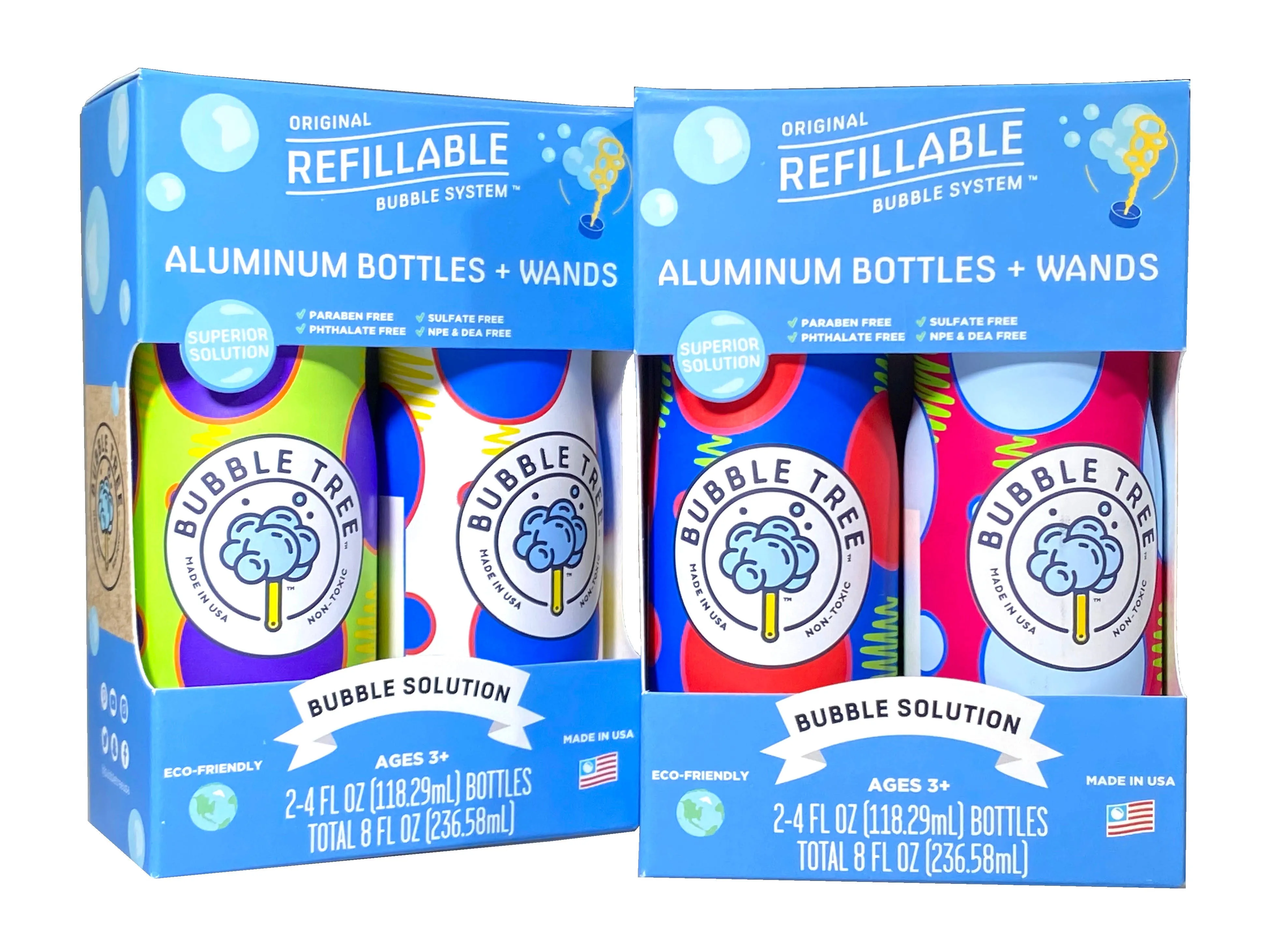 Bubble Tree 2 Pack Aluminum Refillable Bubble Bottles