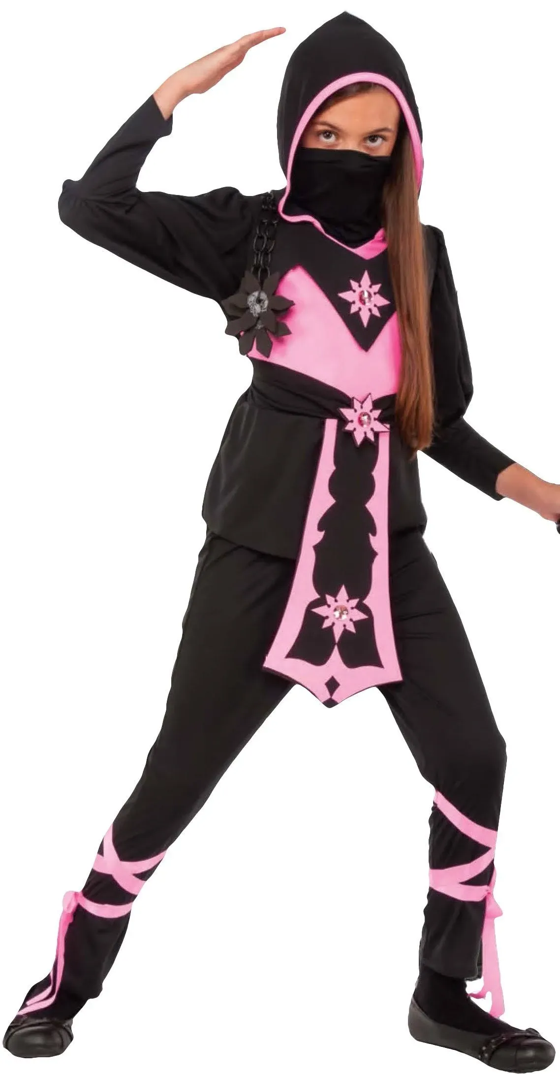 Girls Ninja Costume Pink Crystal Halloween Size  Large