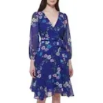 Jessica Howard Blue Printed Chiffon Dress