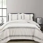 Lush Decor Farmhouse Stripe 3 Piece Duvet Cover Set