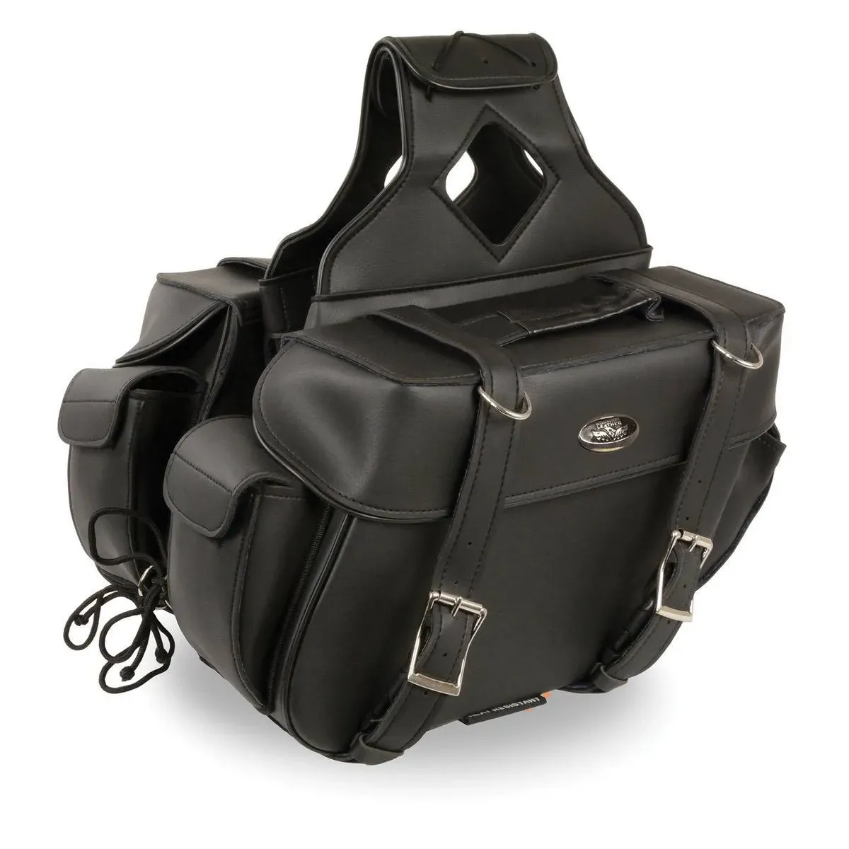 Milwaukee Leather SH57403ZB Black Medium Zip-Off PVC Throw Over Two Strap Saddle Bag