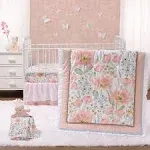 The Peanutshell Organic Cotton Crib Bedding Set for Baby Girls, Wildflower, 4 Pieces