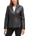 Cole Haan Wing Collar Leather Jacket - Black | Size Xs