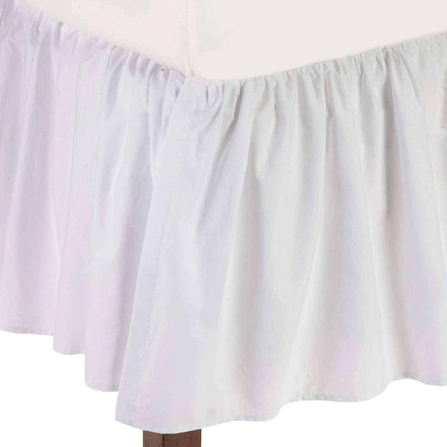 American Baby Company 100% Natural Cotton Percale Ruffled Crib Skirt, White, 52"L x 28"W + 13.5"