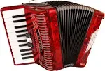 Hohner Hohnica 1304 26 Key 3 Switch Piano Accordion - Red + Gig Bag and Straps