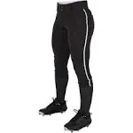 Champro Women's Low Rise Tournament Fastpitch Pants w/ Piping - Black/White - Small