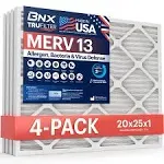 20x25x1 Air Filter MERV 13 4-Pack - Electrostatic Pleated HVAC Filters - Capt...