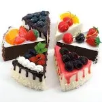 [6-Pack] Faux Slice Cake - Artificial Desserts Replica for Kitchen and Bakery Shop Display (Multi)