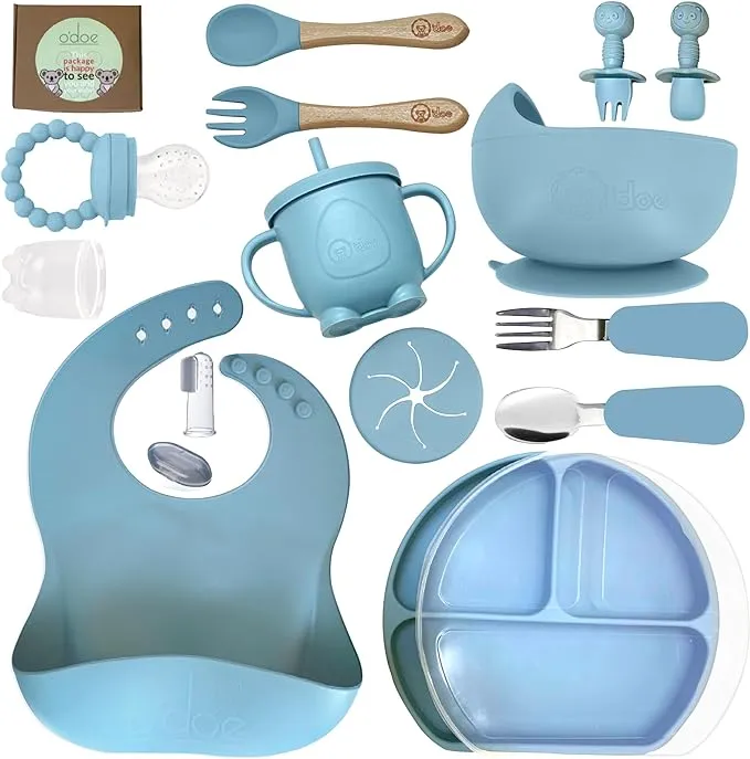 odoe OAdoe Baby LED Weaning Supplies, Silicone Baby Feeding Set Suction Bowl ...